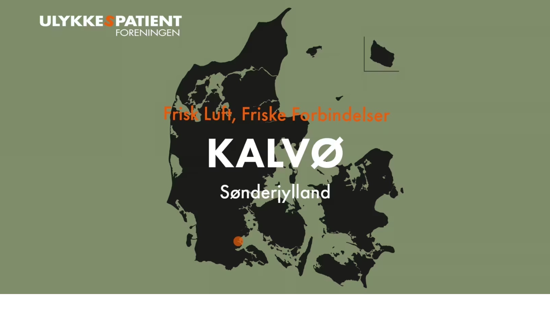 Danmarkskort over tilgængelige naturoplevelser hvor der er en rød markering ved Kalvoe