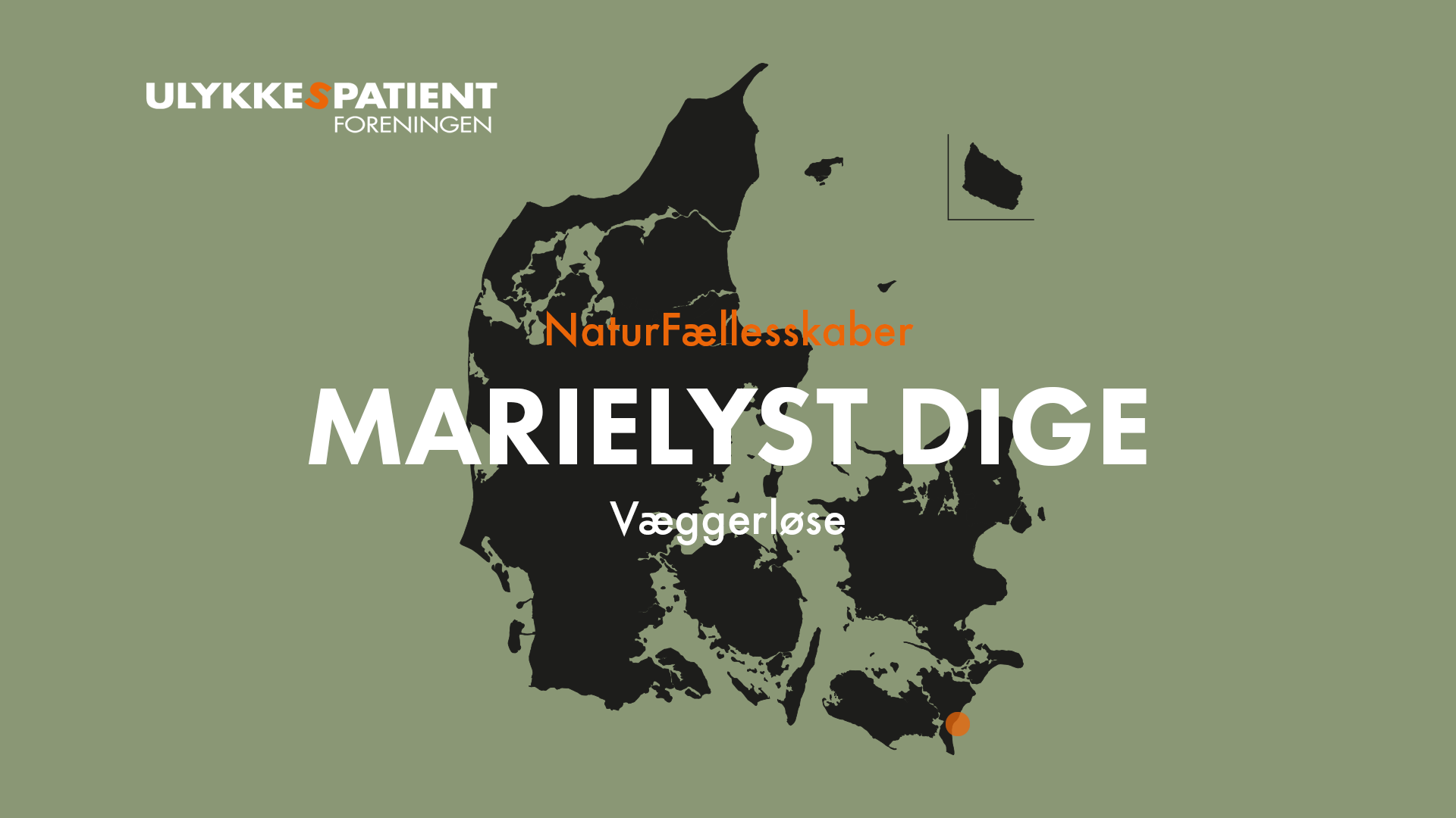 Danmarkskort med fokus på naturstedet Marielyst Dige